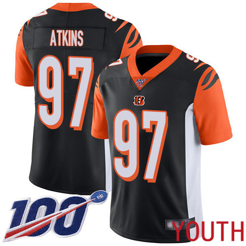 Cincinnati Bengals Limited Black Youth Geno Atkins Home Jersey NFL Footballl #97 100th Season Vapor Untouchable